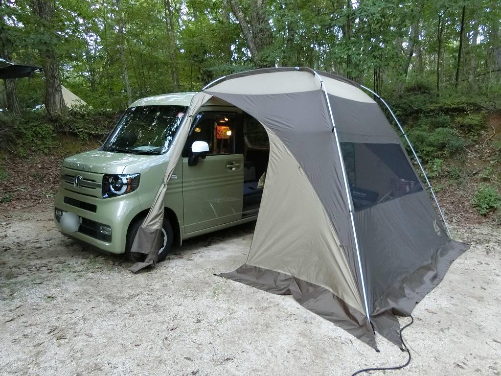 N-VAN＋カーサイドシェルターで快適な車中泊キャンプを